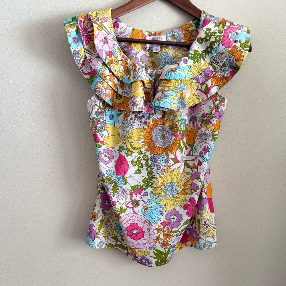 Liberty London for Target Floral Ruffle Blouse | 70s Vintage Print | Size S